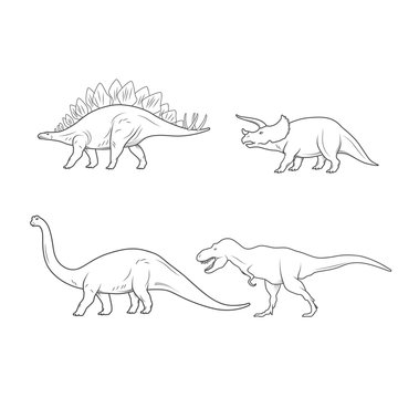 Set of Dinosaurs Illustration isolated on white background. Vector