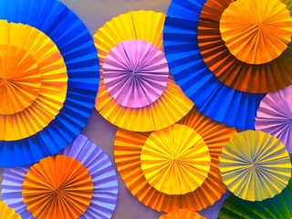 Fototapeta premium Colorful paper craft fan background 
