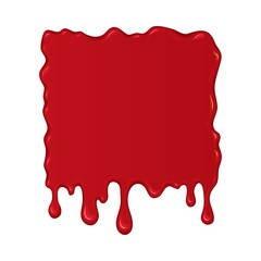 Blood splash. Stain or drop of red liquid. Abstract vector illustration. Isolated splatter or blot of paint on white background. Halloween design for banner and flyers