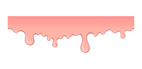 Pink bubble gym or melting ice cream. Flow of sweet sticky liquid. Abstract illustration of splash. Burst off bubblegum. Cartoon design