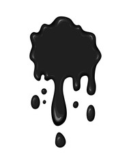 Vector blob of ink or oil. Splattered stain of paint, splash, drop black liquid. Design element for banner. Abstract vector illustration with splatter and blot isolated on white background.