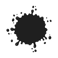 Vector blob of ink or oil. Splattered stain of paint, splash, drop black liquid. Design element for banner. Abstract vector illustration with splatter and blot isolated on white background.