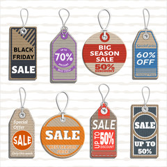 different badges and tags on the theme of sale, discount