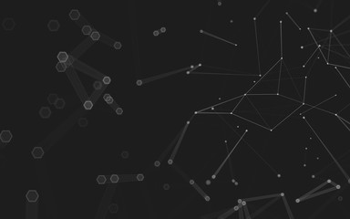 Abstract polygonal space low poly dark background, 3d rendering