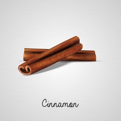 Cinnamon sticks on white background