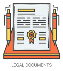 Legal documents line infographic.
