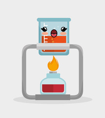 kawaii beaker lab with bunsen burner chemistry vector illustration eps 10