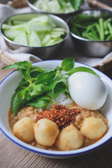 Thai rice vermicelli served with curry, Thai Food, Thai Cuisine,