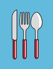 cartoon spoon fork knife kitchen design vector illustration eps 10