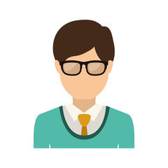 half body man with formal suit and glasses vector illustration