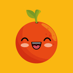 cute kawaii orange food juicy vector illustration eps 10