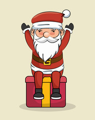 santa claus happy sit over big gift vector illustration eps 10