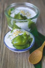 Delicious Thai Dessert, Coconut sweet pudding with coconut milk