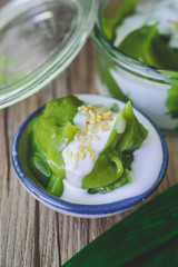 Delicious Thai Dessert, Coconut sweet pudding with coconut milk