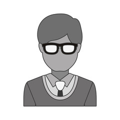 silhouette half body man with formal suit and glasses vector illustration