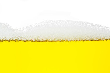 Transparent yellow liquid  in clear  with bubble isolated on white background