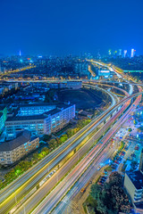 Fototapeta na wymiar Aerial View of Shanghai overpass at Night in China.