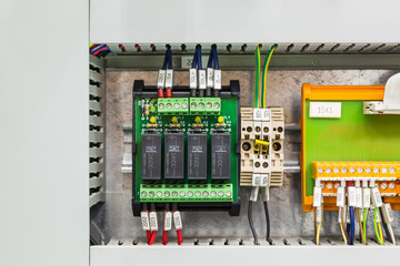 Relays board in control cubicle