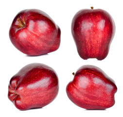 Set Red apple isolated on the white background