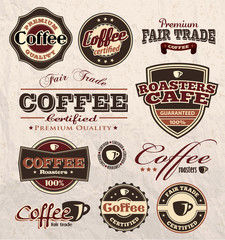 vintage retro coffee badges and labels