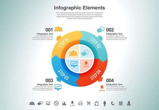 Four Part Looping Steps Infographic