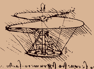 helicopter illustration / Leonardo da Vinci [vector]