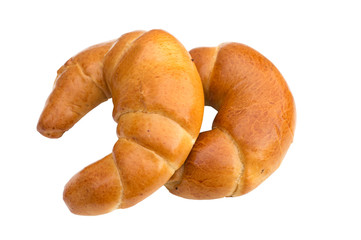 Fresh butter croissant, isolated on white background.