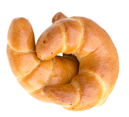 Fresh butter croissant, isolated on white background.