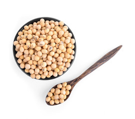 Macro shot of soybeans isolate on white background.