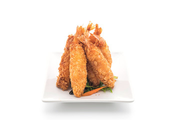  batter-fried prawns on white