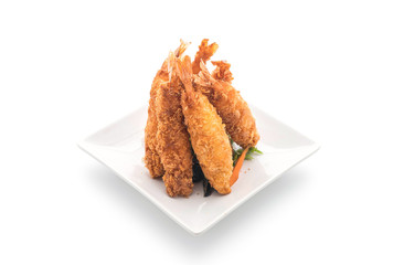  batter-fried prawns on white