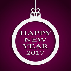 New Year Violet Background. Christmas Ball. 2017.