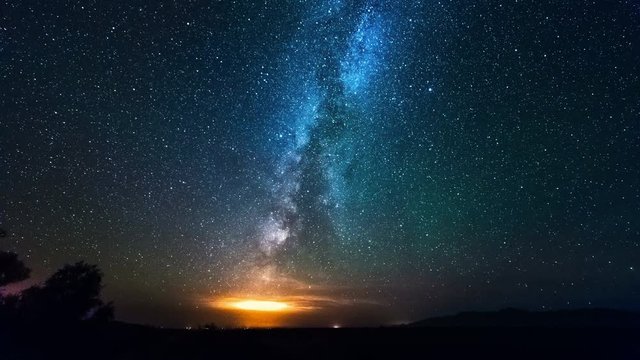 Milky Way Galaxy over desrt at Night. 4K TimeLapse - September 2016, Almaty and Astana, Kazakhstan
