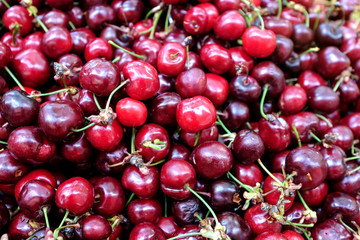 Cherries for sale at a market in Aix-en-Provence, France. 