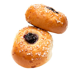 The fresh bread rolls isolated on white background