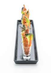  batter-fried prawns on white