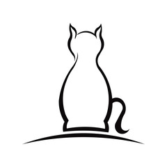 Cat Silhouette in an arc. Logo design