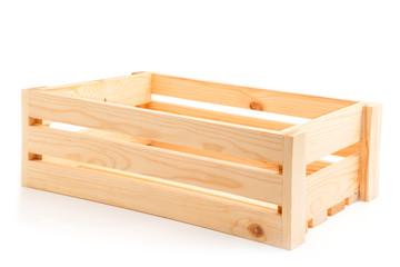 empty wooden crate isolated on white background