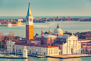 Aerial view at San Giorgio Maggiore island, Venice, Italy