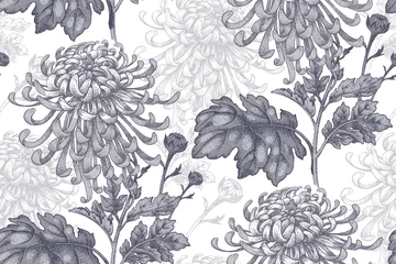 Nahtloses Muster mit Blumen der Chrysantheme. © marinavorona