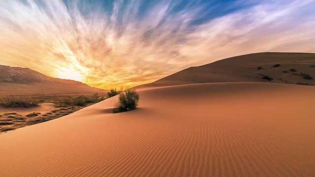 Sunrise in the Singing Sand Dunes in Altyn Emel. 4K TimeLapse - September 2016, Almaty and Astana, Kazakhstan
