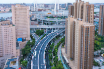 Aerial View of Shanghai overpass in China.