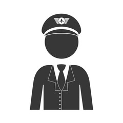 silhouette with half body captain pilot vector illustration