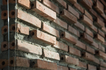 Red old brick wall background 