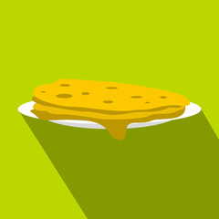 A stack of fried pancakes icon. Flat illustration of pancakes vector icon for web design