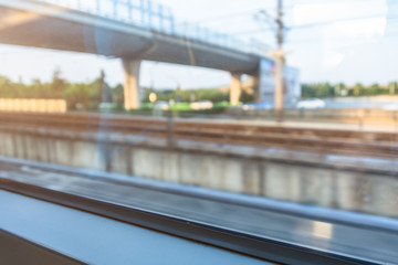 Railroad Tracks Seen Through Train Window.