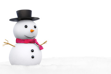 smiling snowman on white background