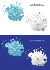 Micronesia map in geometric polygonal style. Abstract gems triangle.