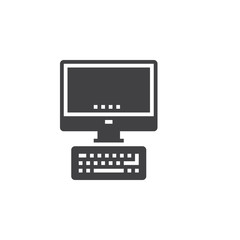 Desktop computer icon vector, solid logo illustration, pictogram isolated on white