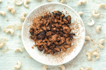 Dessert cashew with raw chocolate